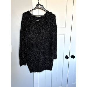 EXPRESS X NEGIN MIRASALEHI Sweater/Dress Black & Silver Metallic Size L, NWT